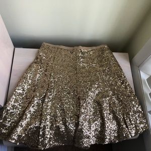 New CeCe Gold Frill Sequin Skirt w/ Zipper Closure & Slip